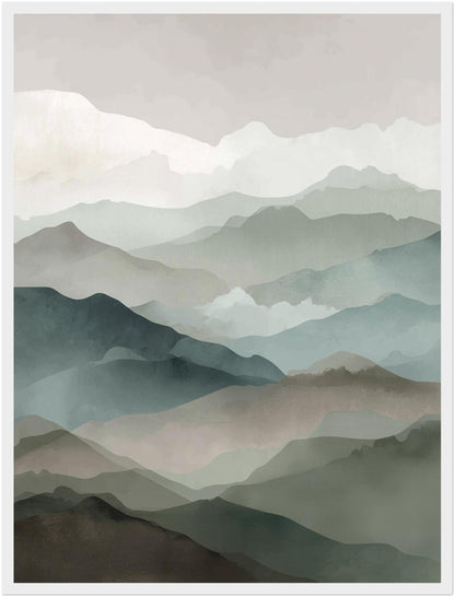 Nebelige Berghorizonte Poster