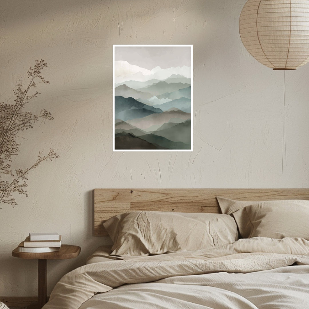 Nebelige Berghorizonte Poster Japandi – mattes Kunstdruck-Papier – Ansicht 4