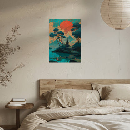 Pagode am See Leinwandbild