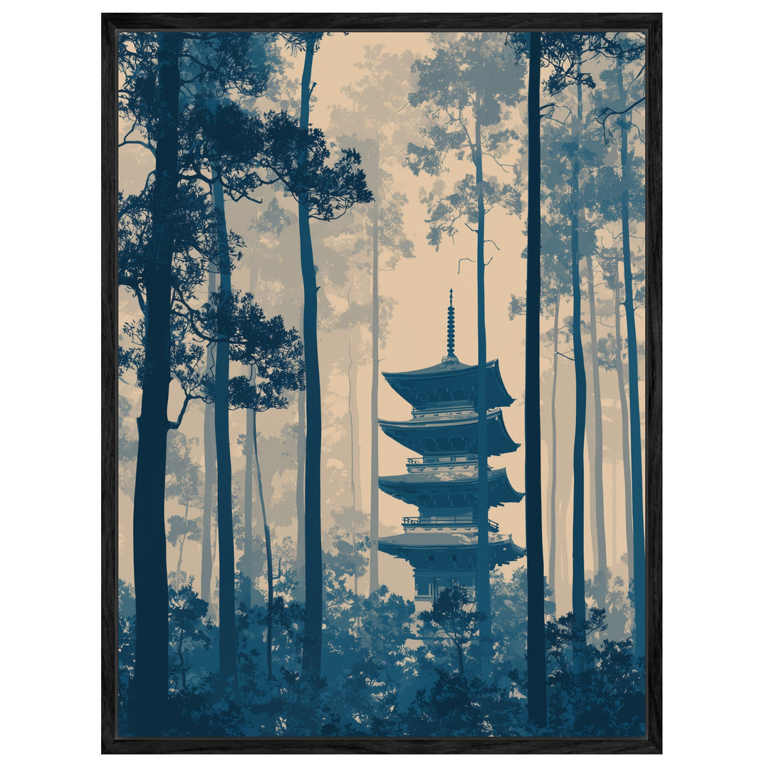 Pagode im Wald Leinwandbild abstrakt – Leinwand auf Holzrahmen – Ansicht 4