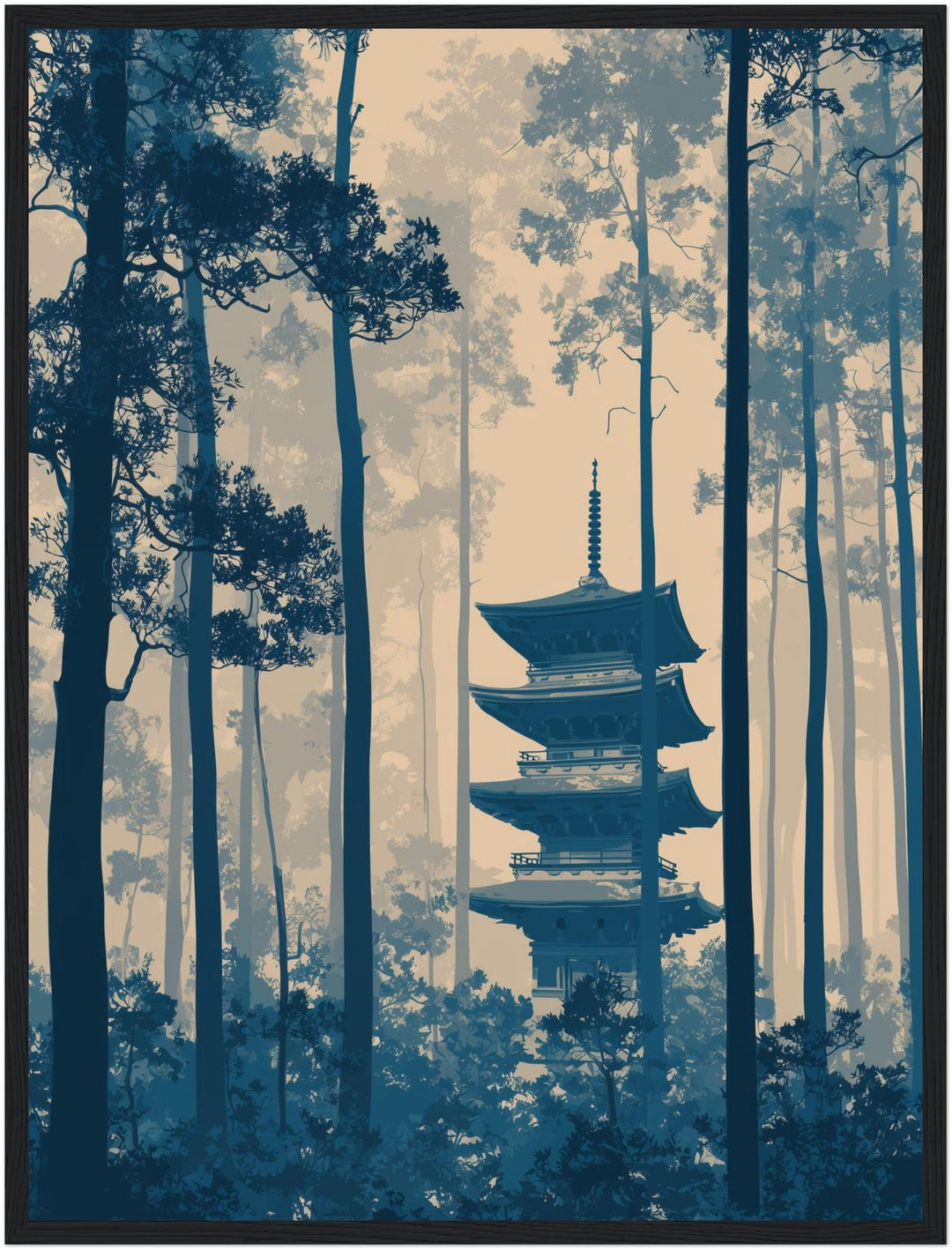 Pagode im Wald Poster abstrakt – mattes Kunstdruck-Papier – Ansicht 5