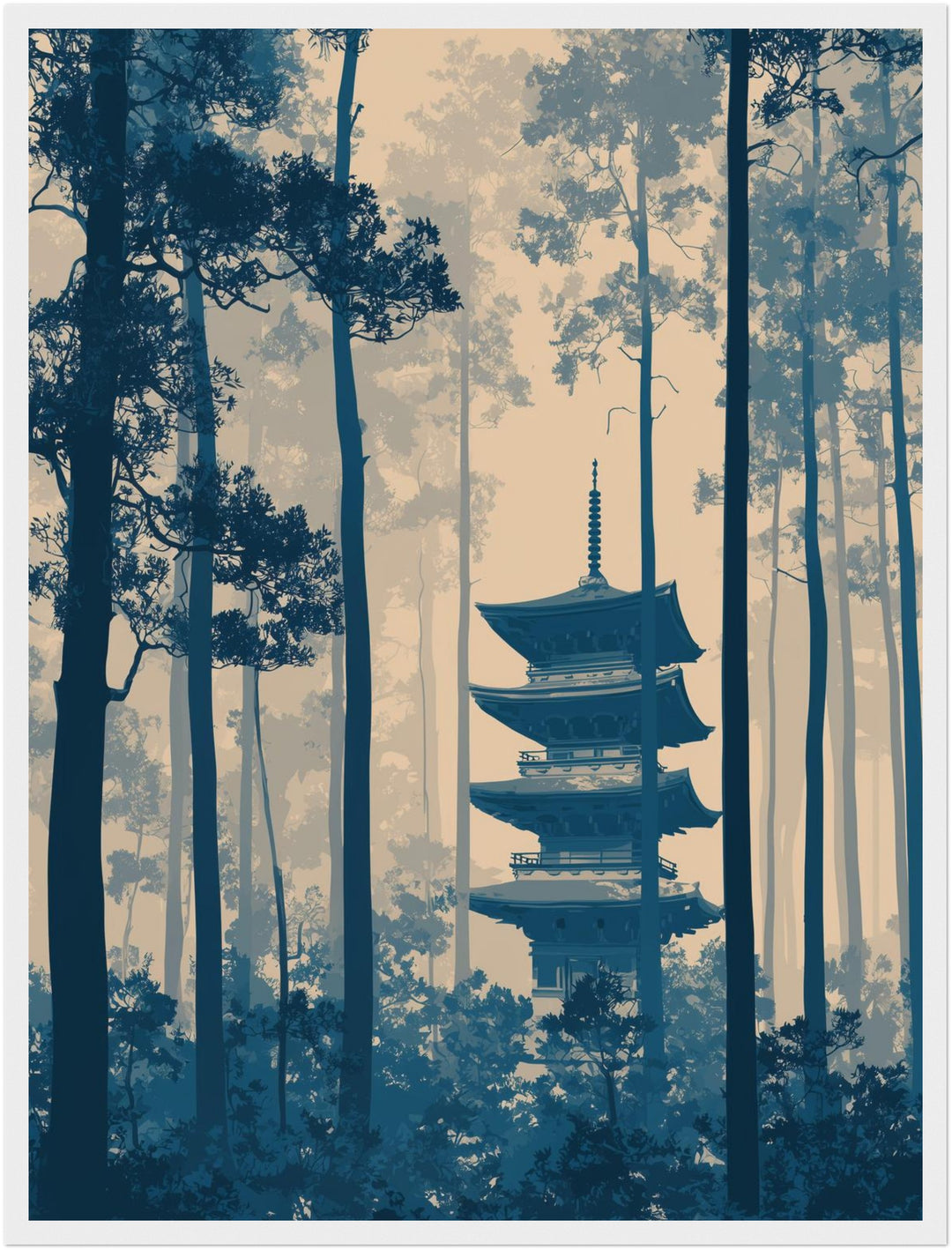 Pagode im Wald Poster abstrakt – mattes Kunstdruck-Papier – Ansicht 6