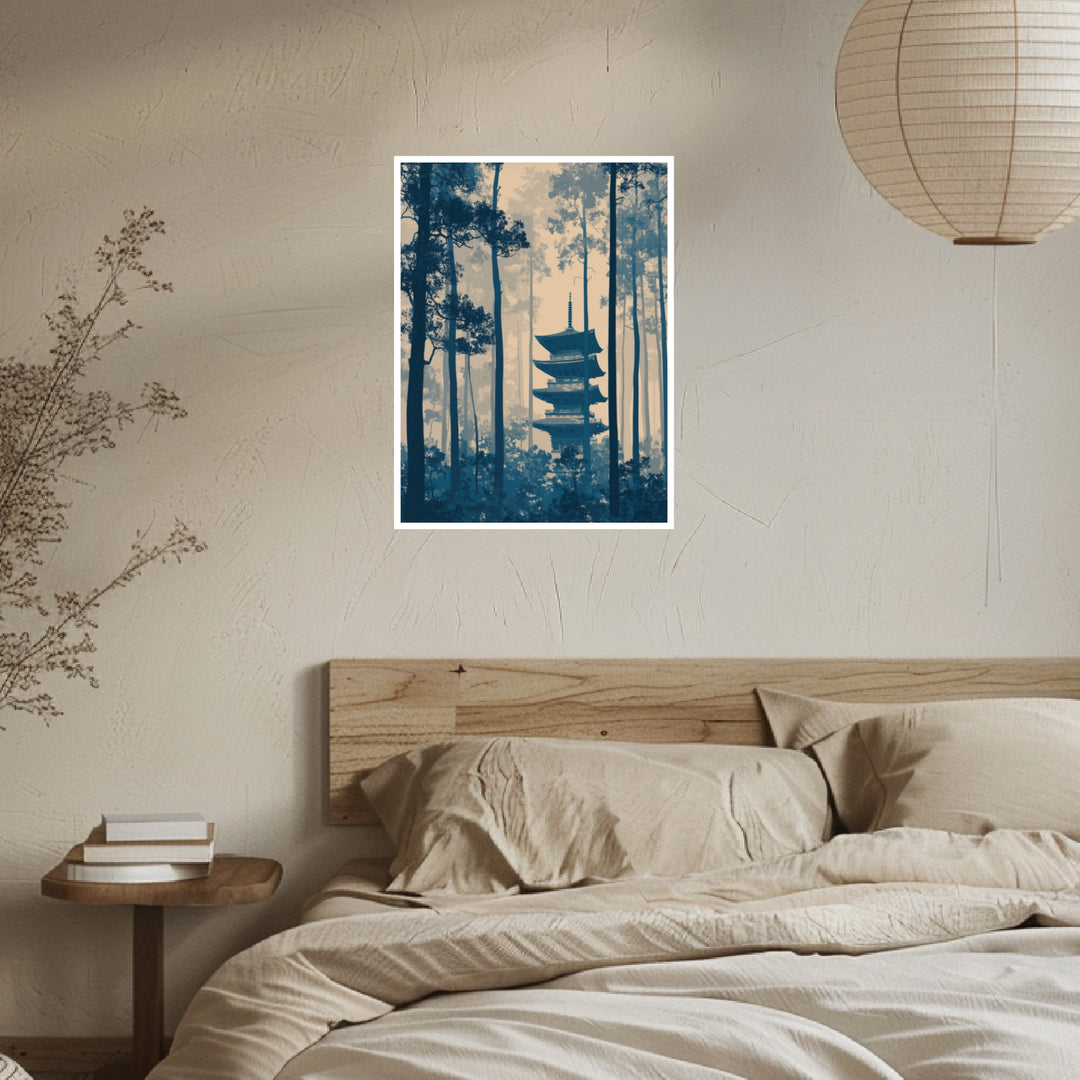 Pagode im Wald Poster abstrakt – mattes Kunstdruck-Papier – Ansicht 4