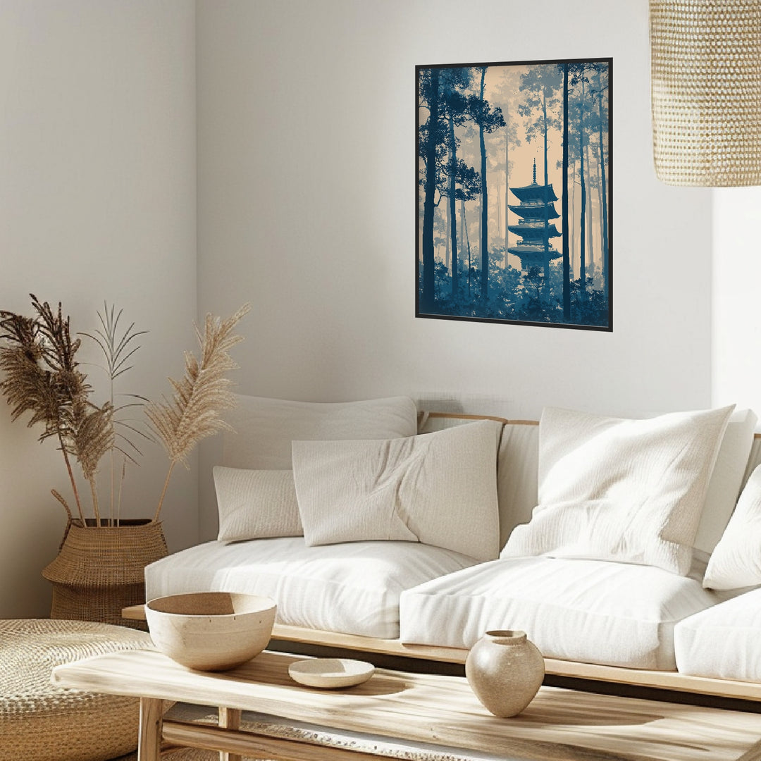 Pagode im Wald Poster abstrakt – mattes Kunstdruck-Papier – Ansicht 3