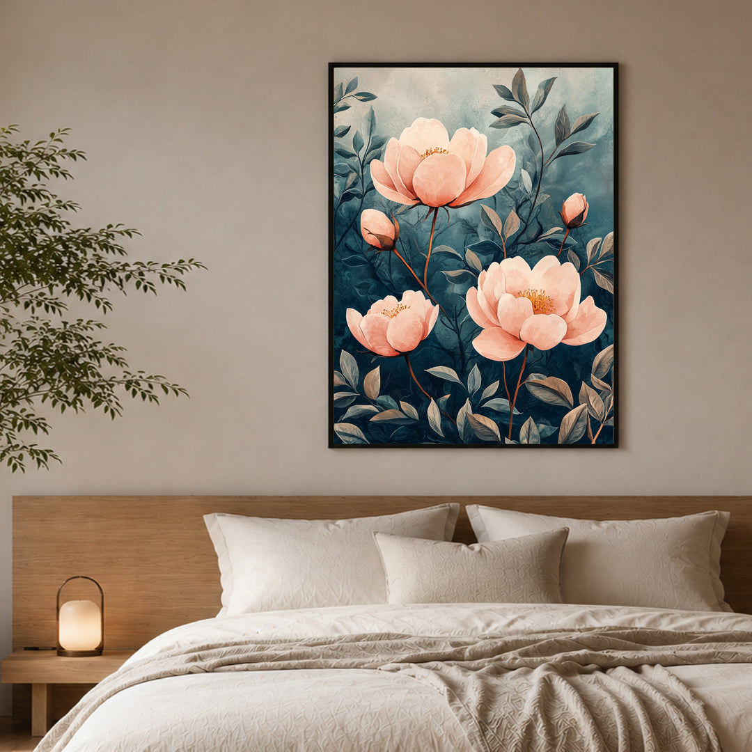 Pfingstrosen im Aquarell Poster Japandi – mattes Kunstdruck-Papier – Ansicht 2