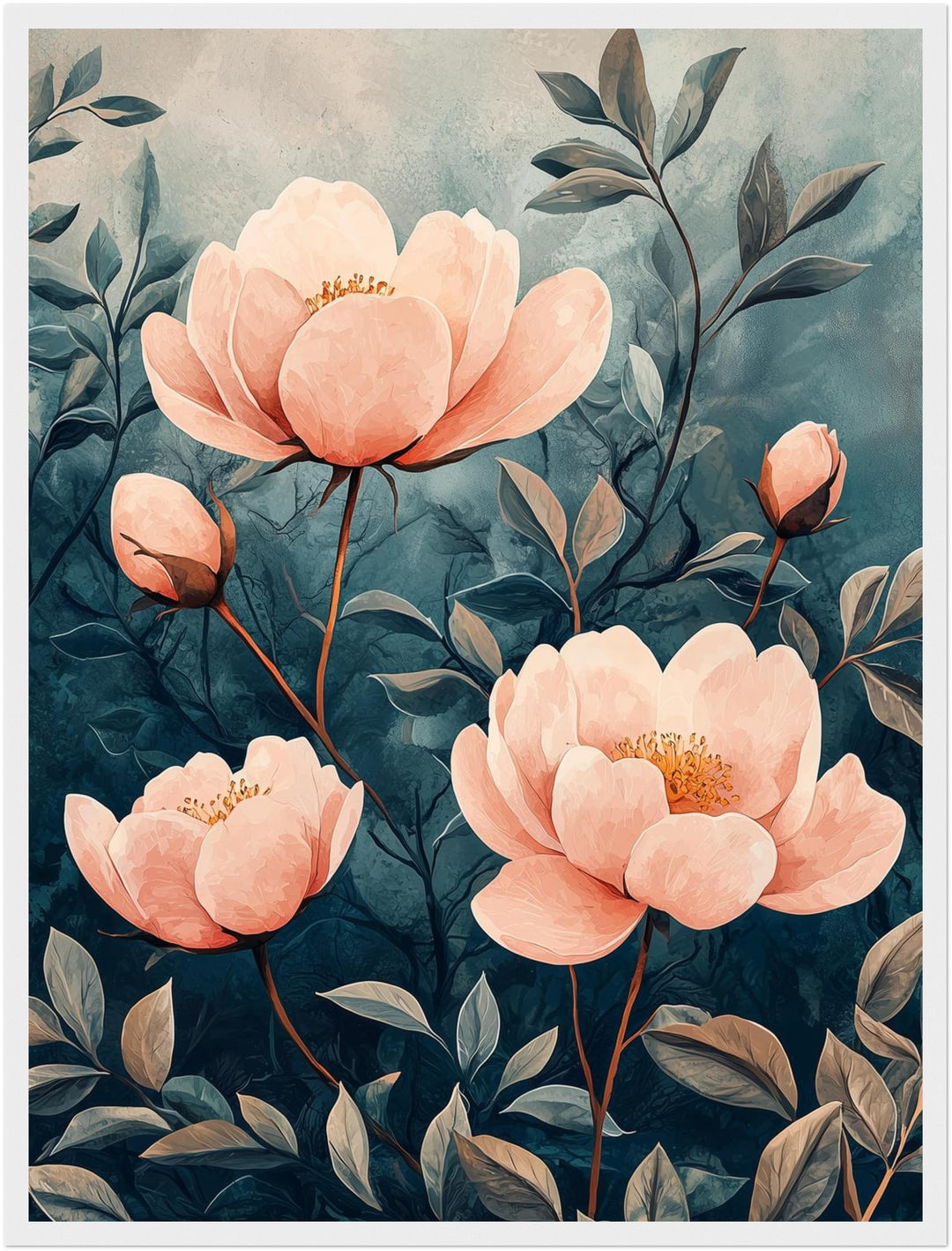 Pfingstrosen im Aquarell Poster Japandi – mattes Kunstdruck-Papier – Ansicht 6