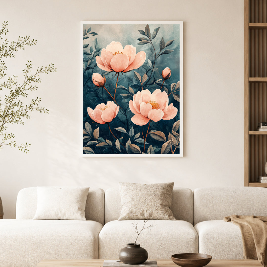 Pfingstrosen im Aquarell Poster Japandi – mattes Kunstdruck-Papier – Ansicht 4