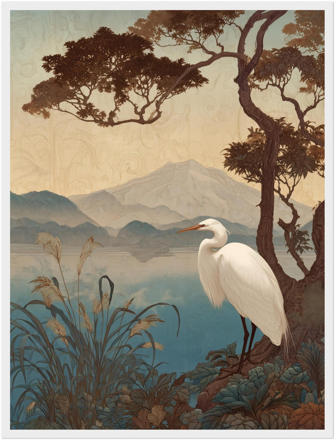 Reiher am See Poster Japandi – mattes Kunstdruck-Papier – Ansicht 6