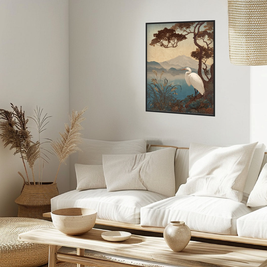 Reiher am See Poster Japandi – mattes Kunstdruck-Papier – Ansicht 3