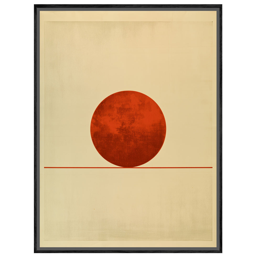 Roter Kreis am Horizont Leinwandbild – Schwarzer Rahmen – Wohnzimmer Mockup