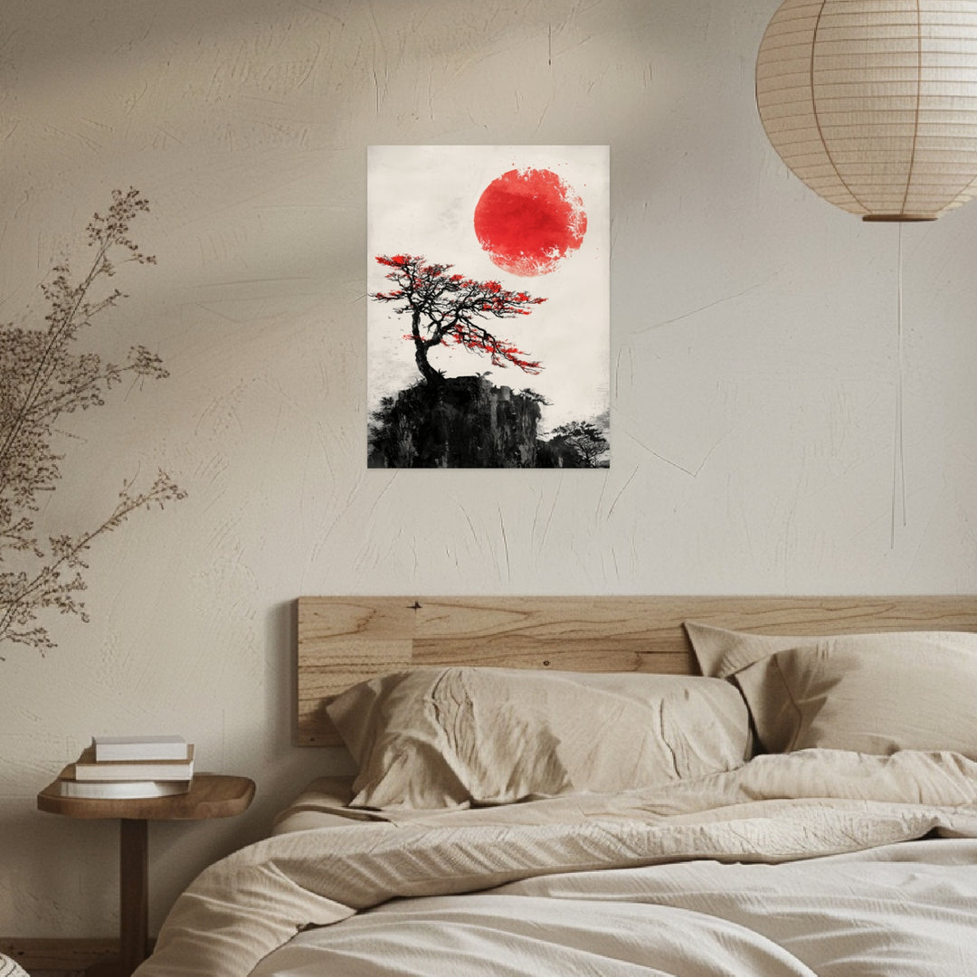 Sonnenaufgang am Felsen Poster Japandi – mattes Kunstdruck-Papier – Ansicht 3