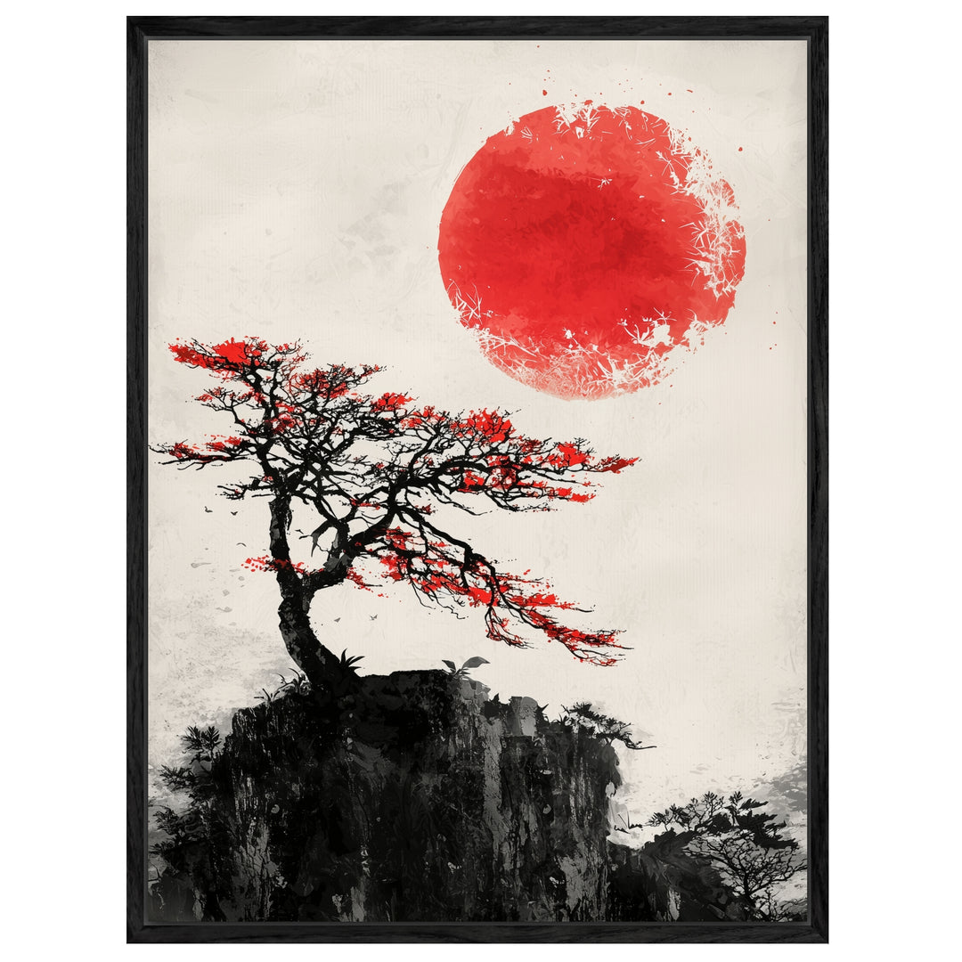 Sonnenaufgang am Felsen Leinwand Japandi – Leinwand auf Holzrahmen – Ansicht 4