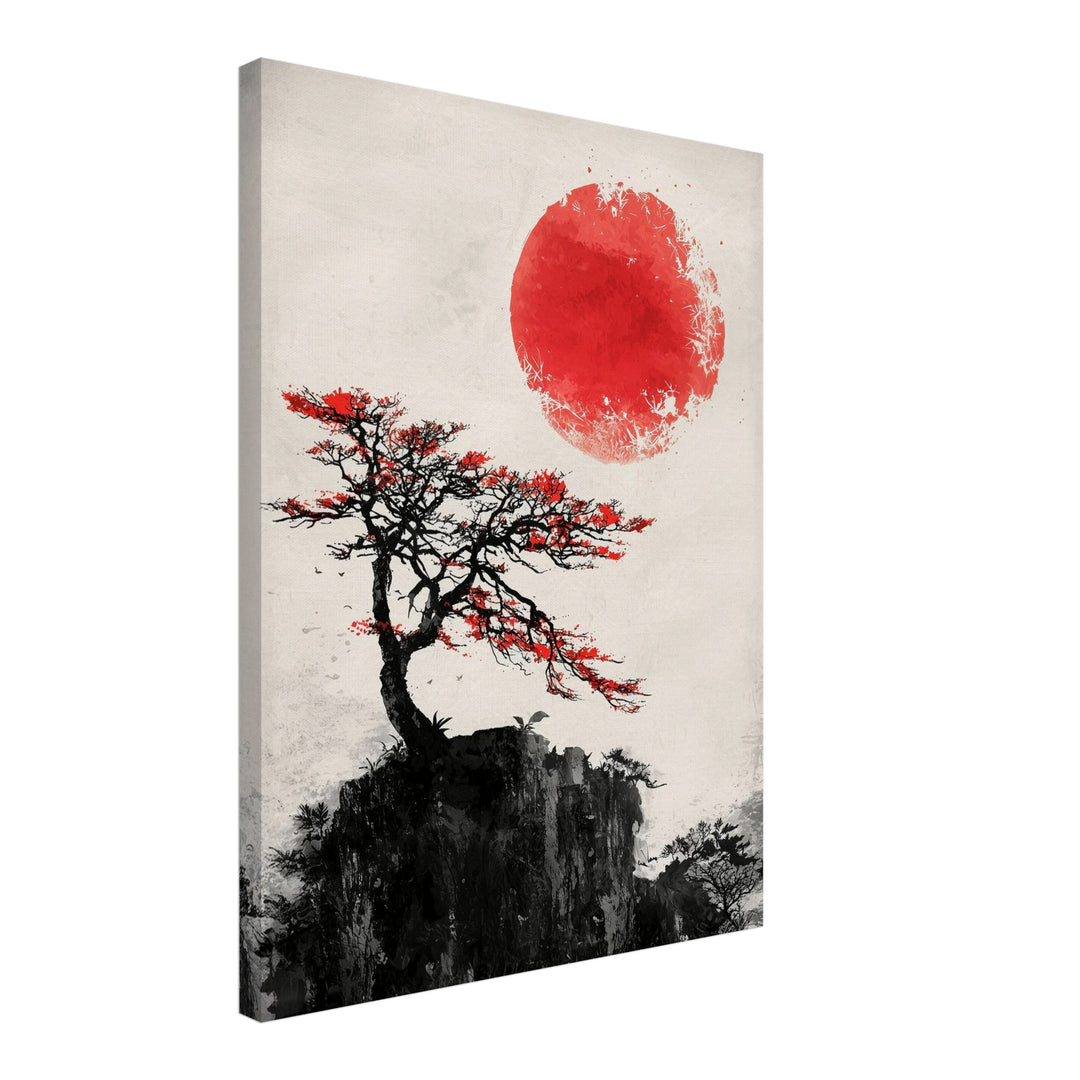 Sonnenaufgang am Felsen Leinwand Japandi – Leinwand auf Holzrahmen – Ansicht 2