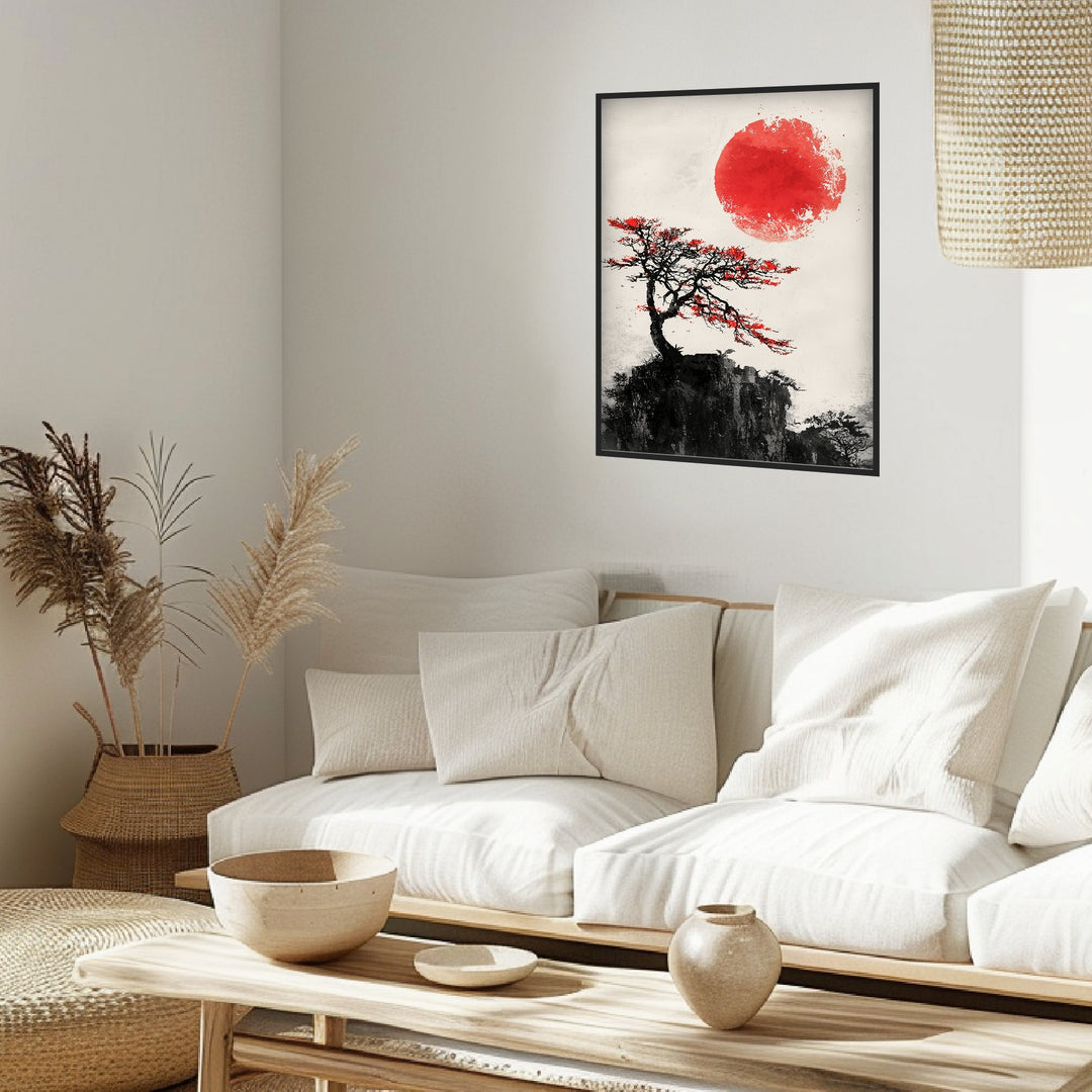 Sonnenaufgang am Felsen Poster Japandi – mattes Kunstdruck-Papier – Ansicht 2