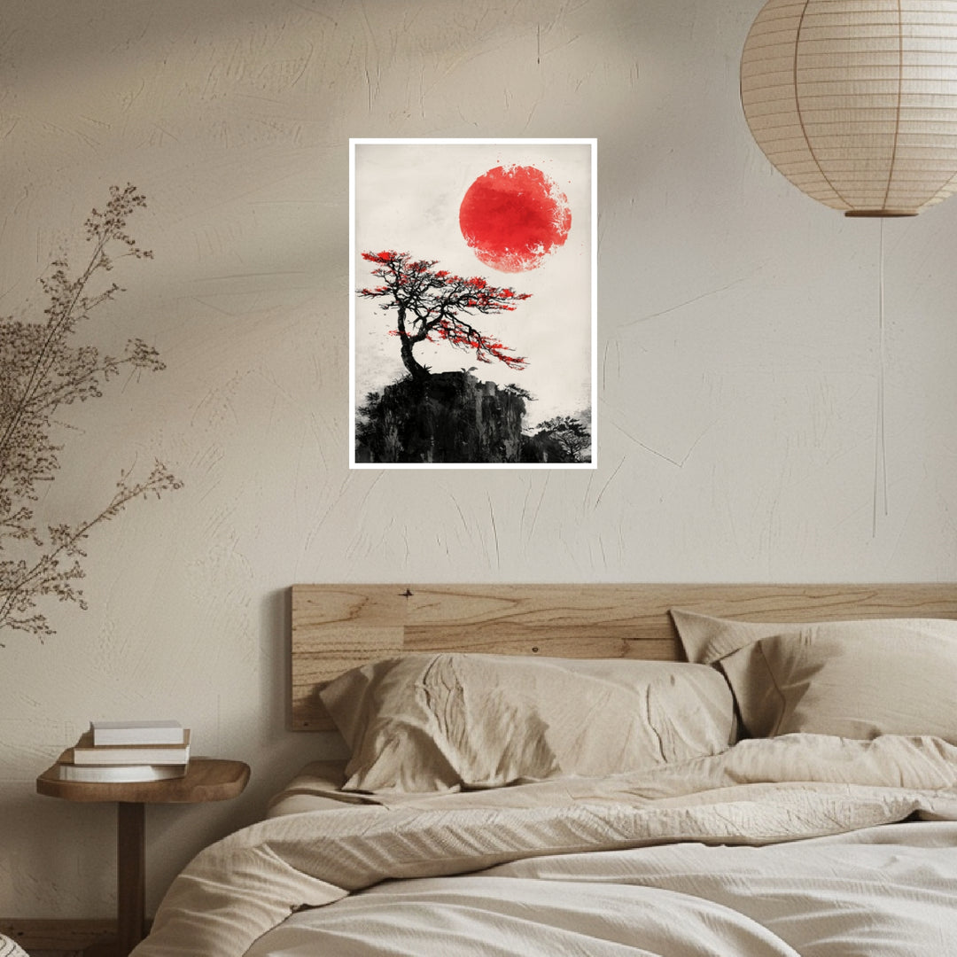 Sonnenaufgang am Felsen Poster Japandi – mattes Kunstdruck-Papier – Ansicht 4
