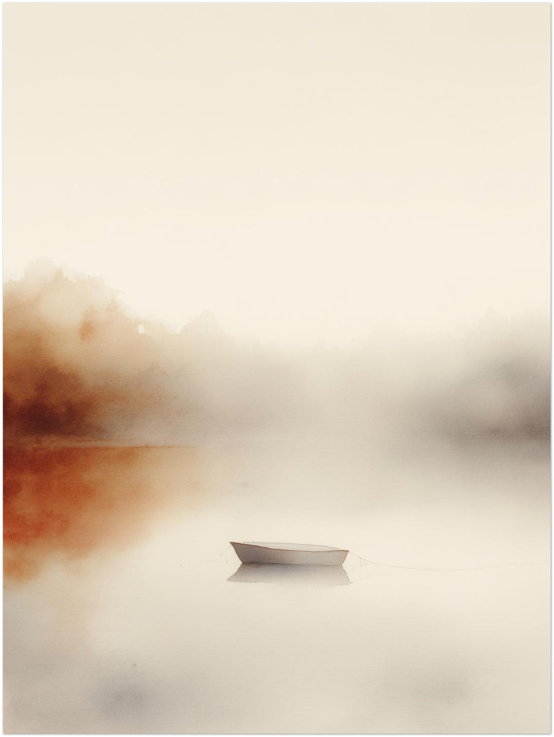Stilles Boot im Nebel Poster – Ohne Rahmen – Produktfoto