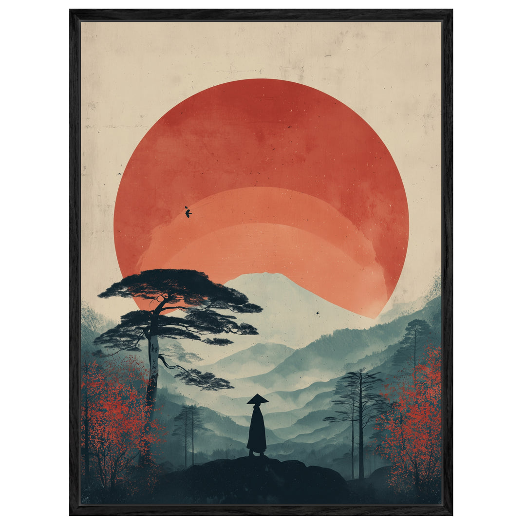 Wanderer vor roter Sonne Leinwandbild – Leinwandbild