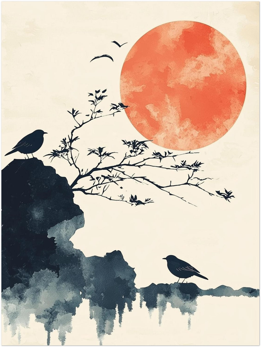 Sonnenaufgang über der Stille Japandi – Wandkunst