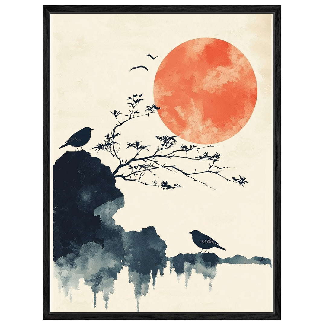 Sonnenaufgang über der Stille Leinwand Japandi – Leinwand auf Holzrahmen – Ansicht 4