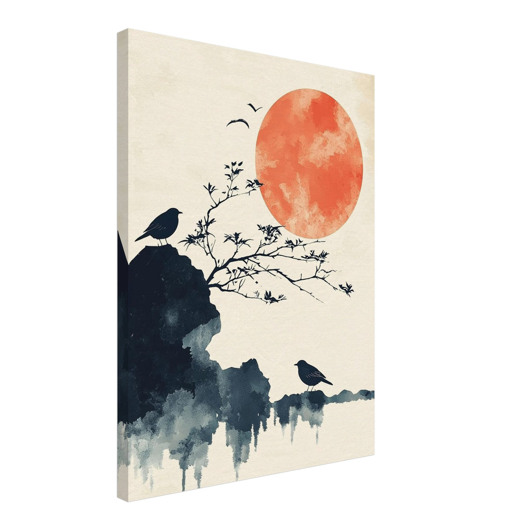 Sonnenaufgang über der Stille Leinwand Japandi – Leinwand auf Holzrahmen – Ansicht 2