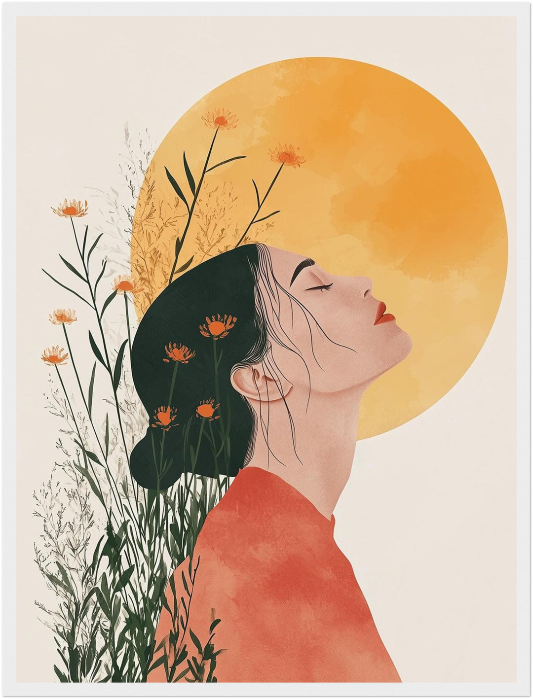 Sonnenblumenklang Poster Japandi – mattes Kunstdruck-Papier – Ansicht 6