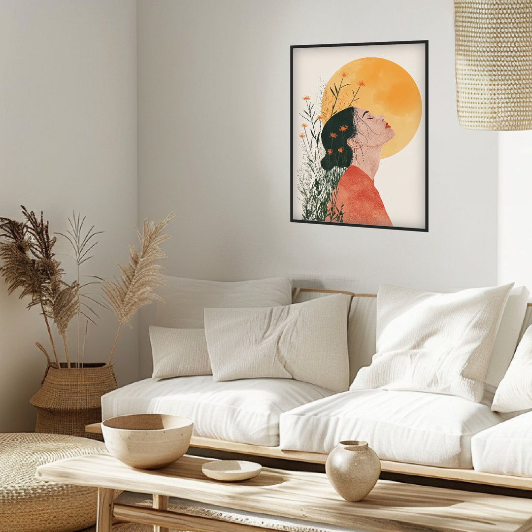 Sonnenblumenklang Poster Japandi – mattes Kunstdruck-Papier – Ansicht 2
