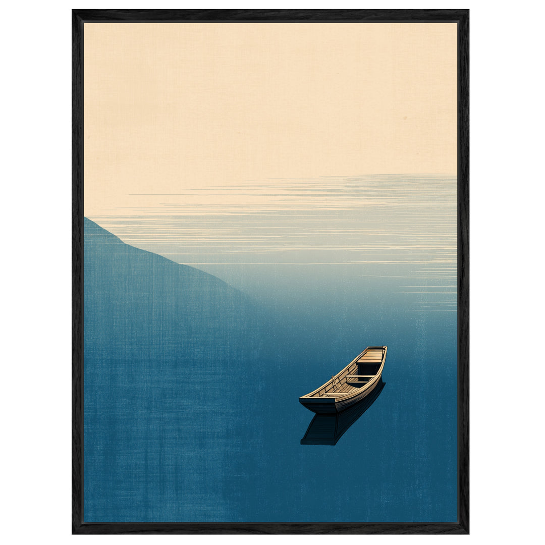 Stilles Boot auf Wasser Leinwandbild abstrakt – Leinwand auf Holzrahmen – Ansicht 4