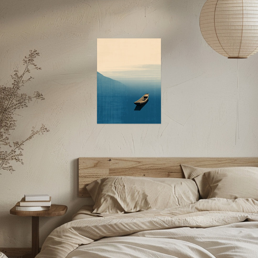 Stilles Boot auf Wasser Leinwandbild abstrakt – Leinwand auf Holzrahmen – Ansicht 3