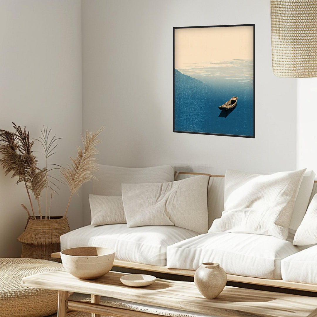 Stilles Boot auf Wasser Poster abstrakt – mattes Kunstdruck-Papier – Ansicht 3