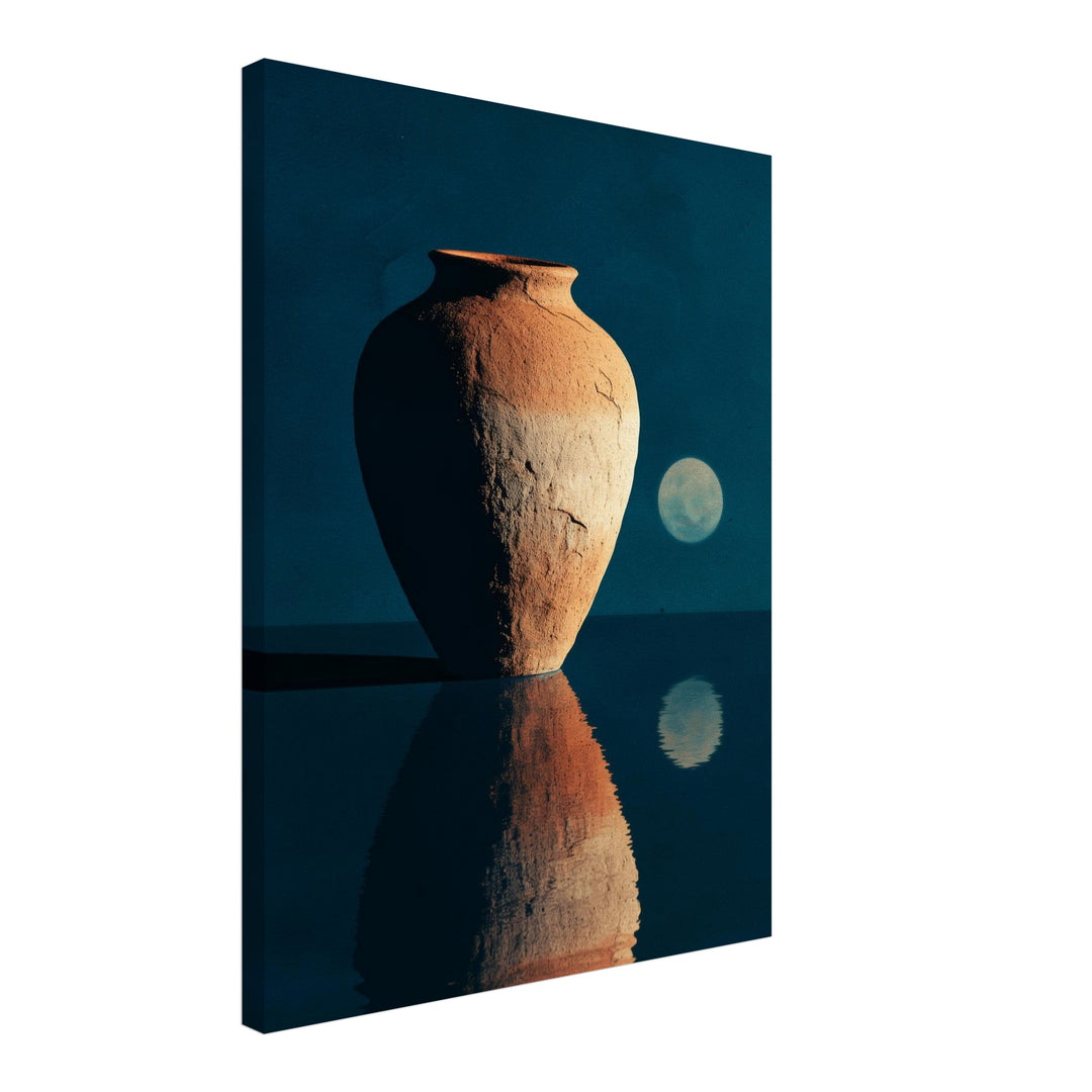 Terrakotta Vase Spiegelung Leinwandbild Japandi – Leinwand auf Holzrahmen – Ansicht 2