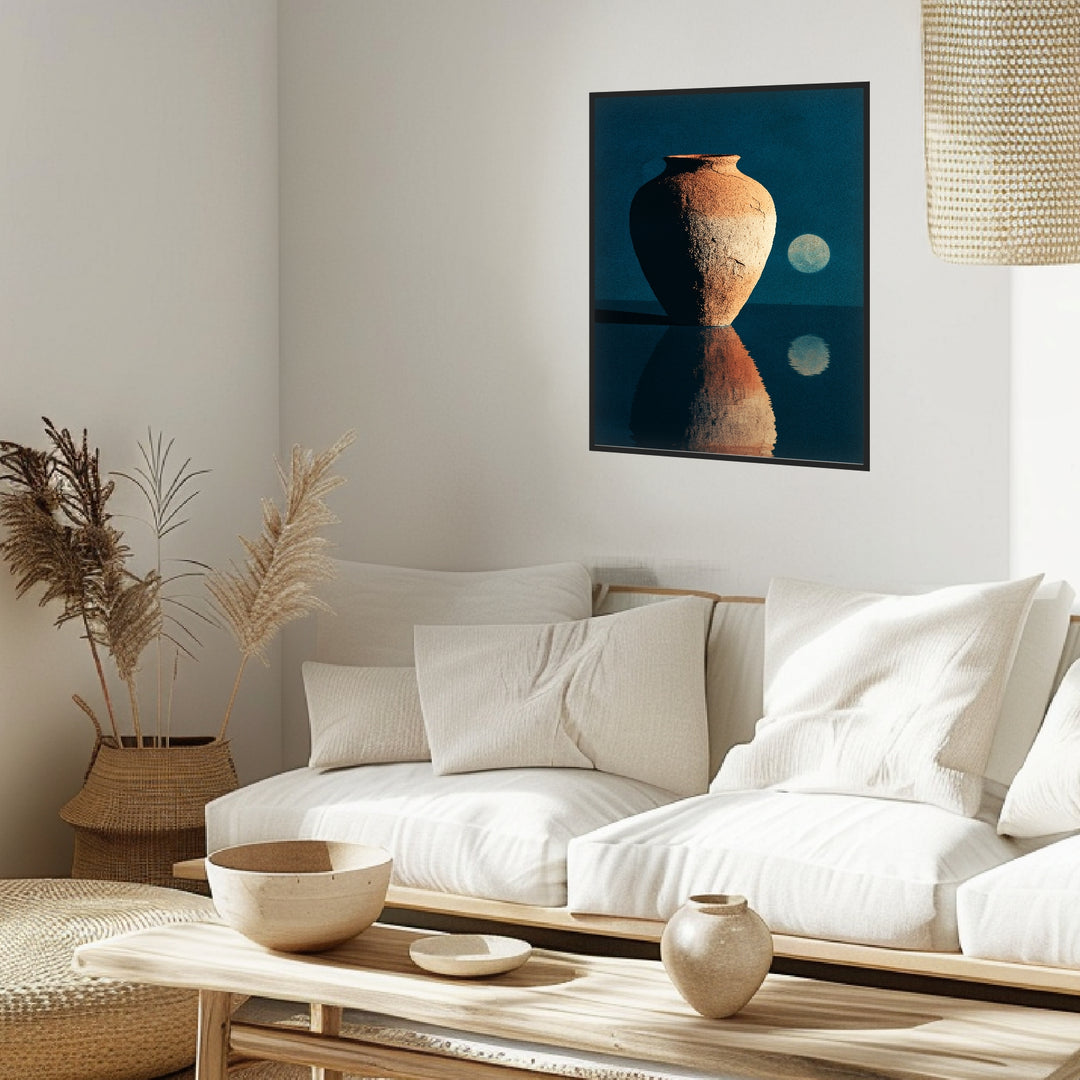 Terrakotta Vase Spiegelung Poster Japandi – mattes Kunstdruck-Papier – Ansicht 3
