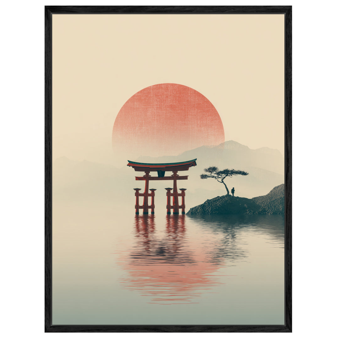 Torii im Wasser Leinwandbild Japandi – Leinwand auf Holzrahmen – Ansicht 4