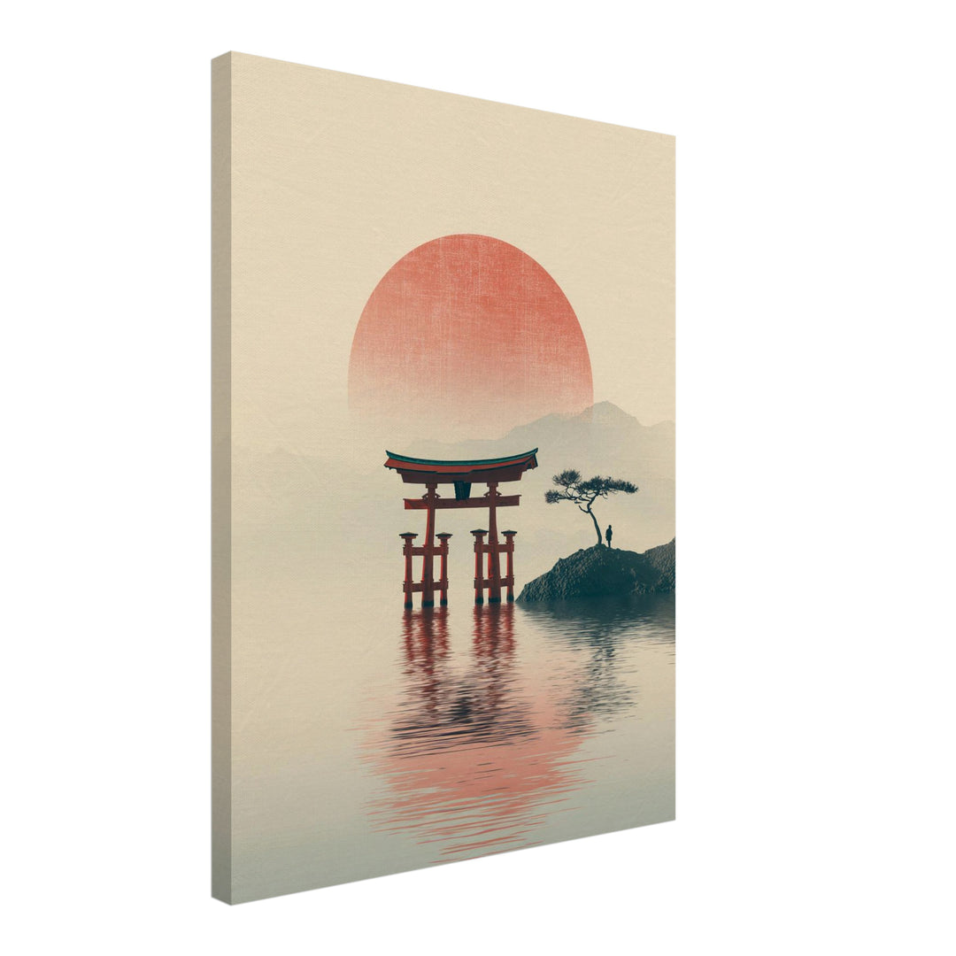 Torii im Wasser Leinwandbild Japandi – Leinwand auf Holzrahmen – Ansicht 2
