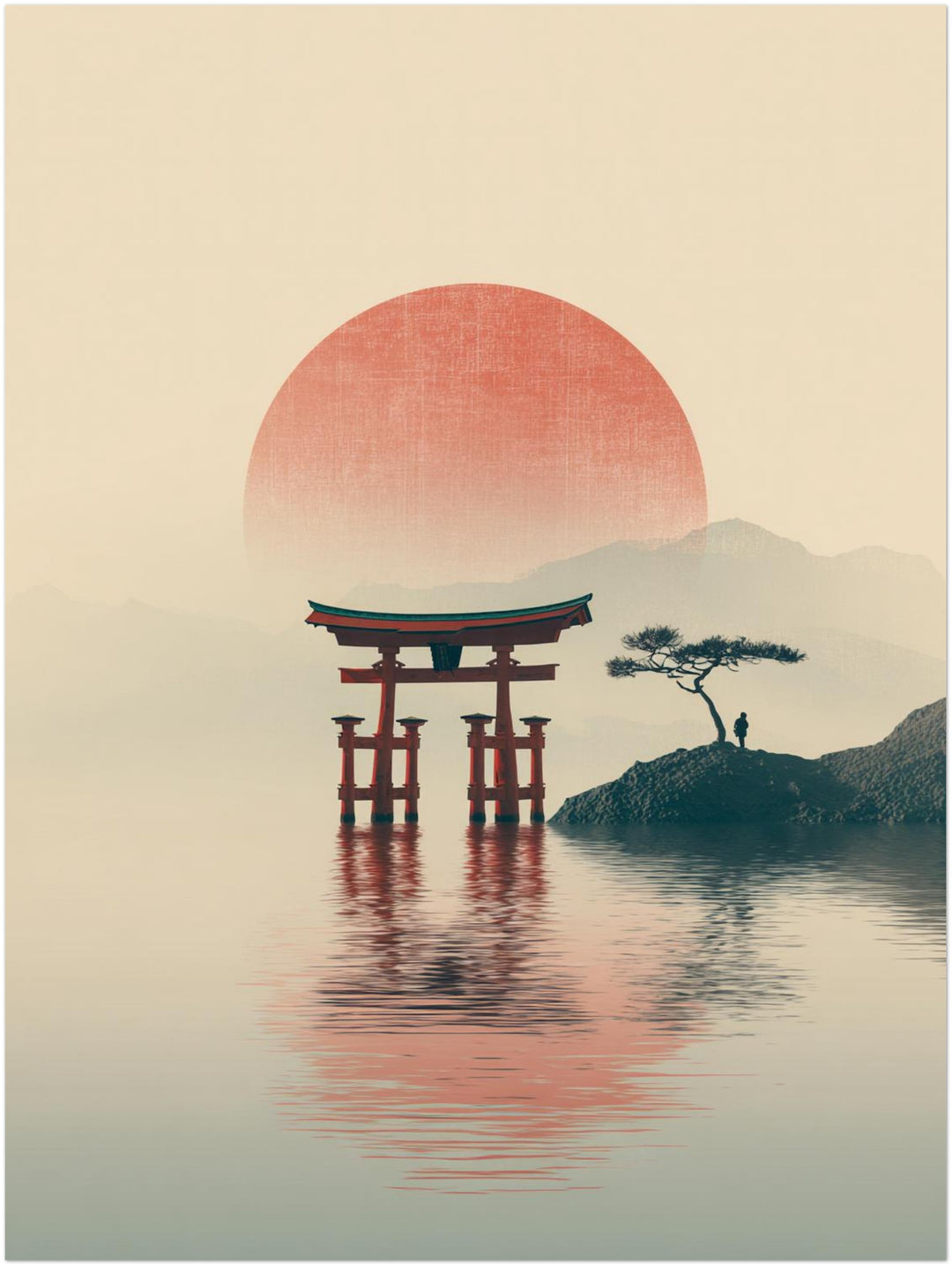 Torii im Wasser Japandi – Wandkunst