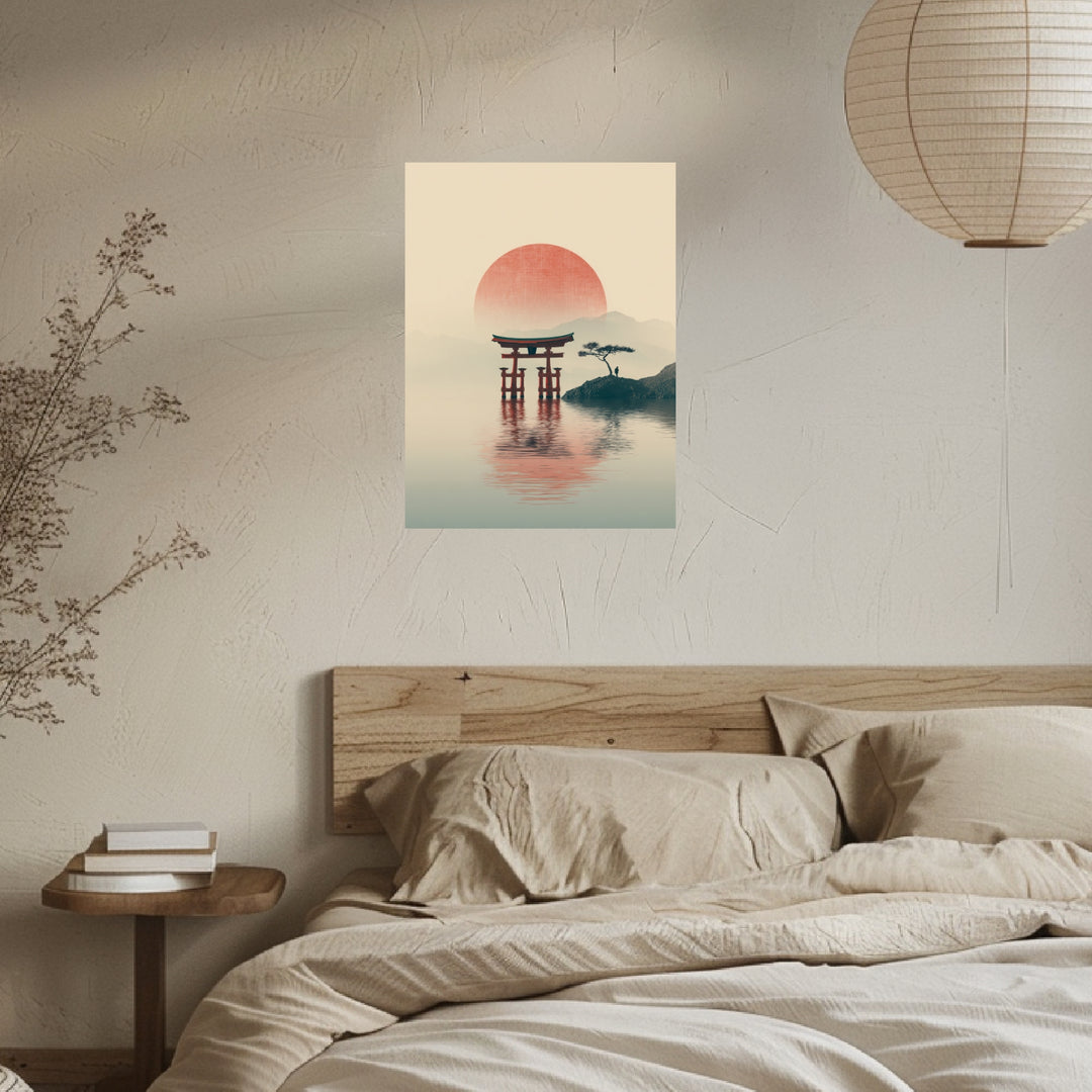 Torii im Wasser Poster Japandi – mattes Kunstdruck-Papier – Ansicht 2