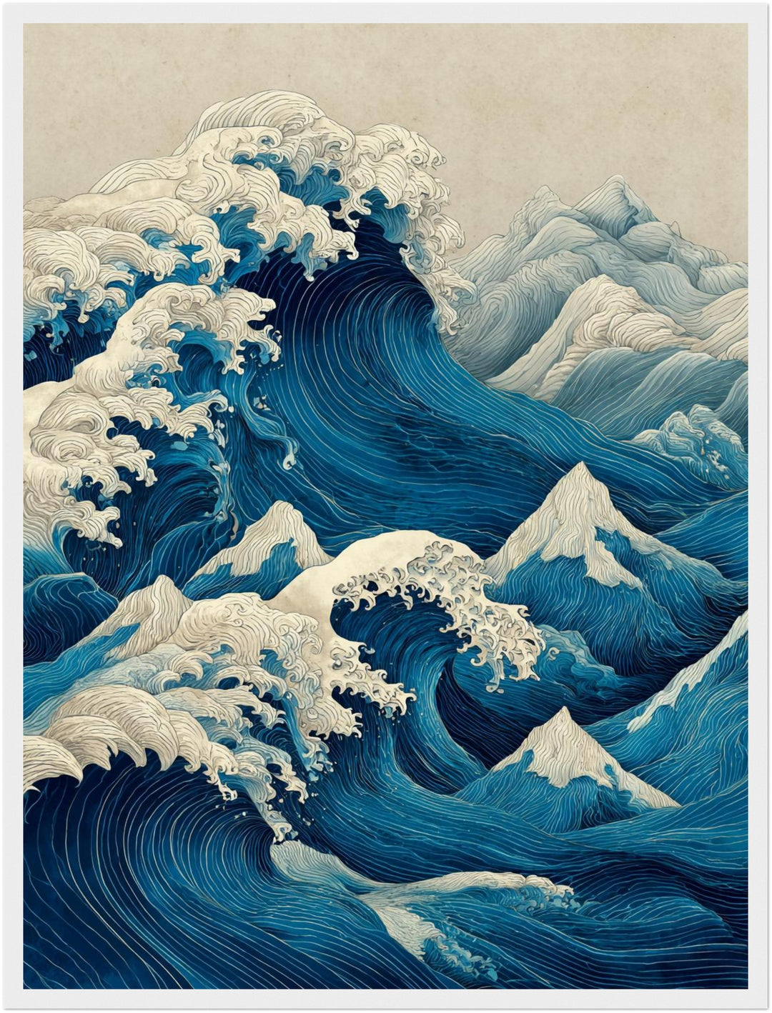 Tosende Meereswellen Poster Japandi – mattes Kunstdruck-Papier – Ansicht 2