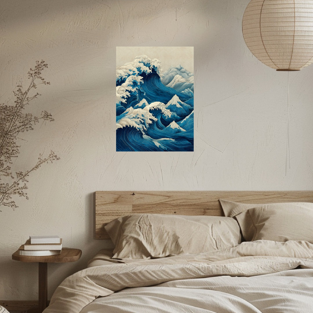 Tosende Meereswellen Poster Japandi – mattes Kunstdruck-Papier – Ansicht 4