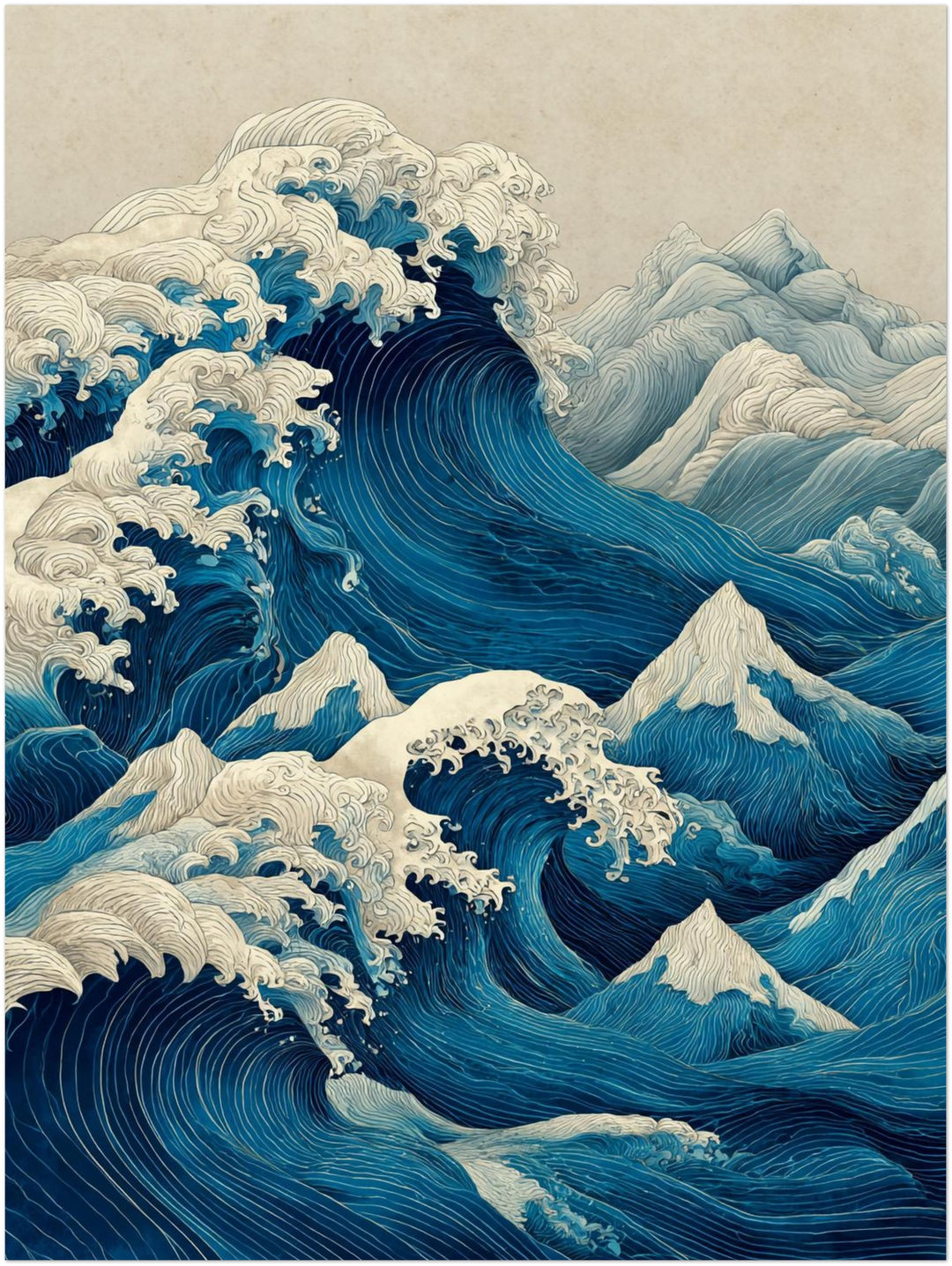 Tosende Meereswellen Japandi – Wandkunst