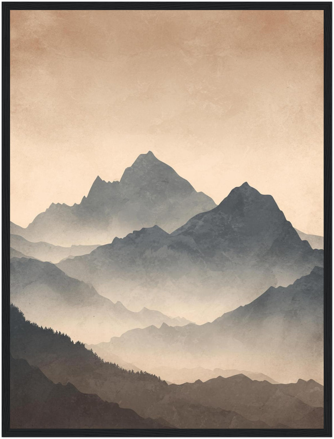 Vernebelte Bergsilhouette Poster Japandi – mattes Kunstdruck-Papier – Ansicht 5