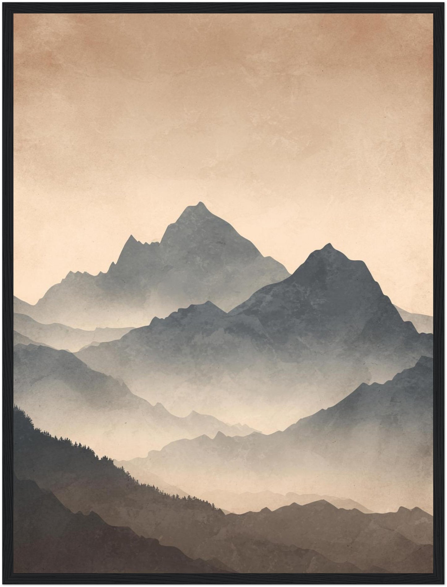 Vernebelte Bergsilhouette Poster