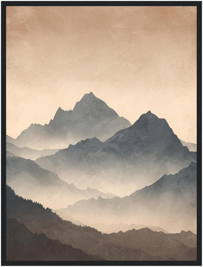 Vernebelte Bergsilhouette Poster