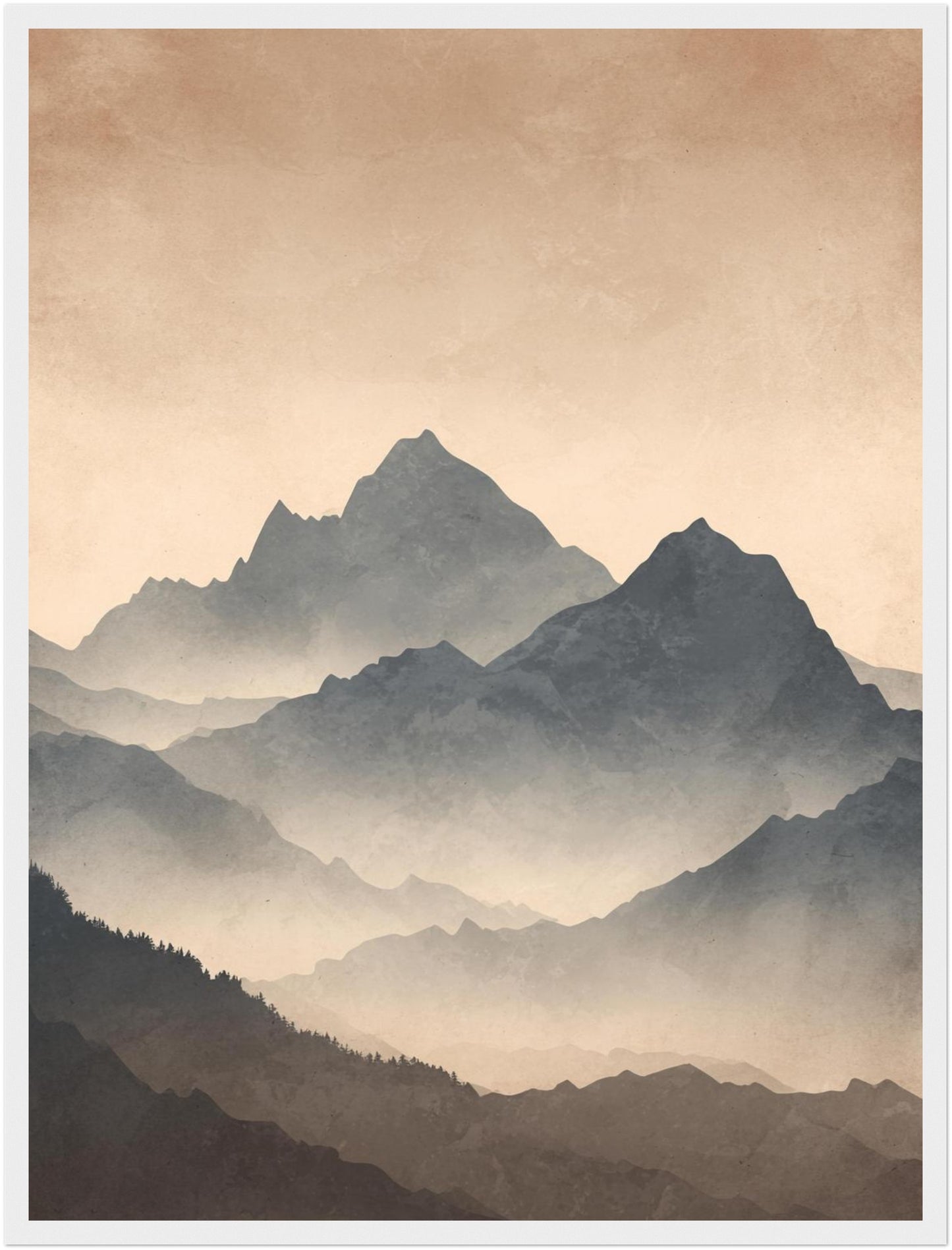 Vernebelte Bergsilhouette Poster