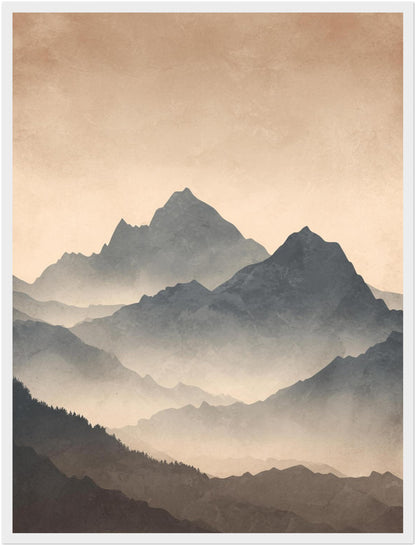 Vernebelte Bergsilhouette Poster