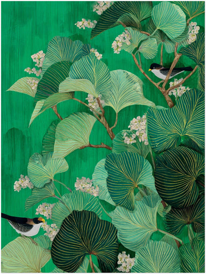 Vögel zwischen Blättern Leinwandbild