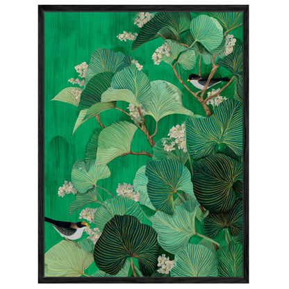 Vögel zwischen Blättern Leinwandbild