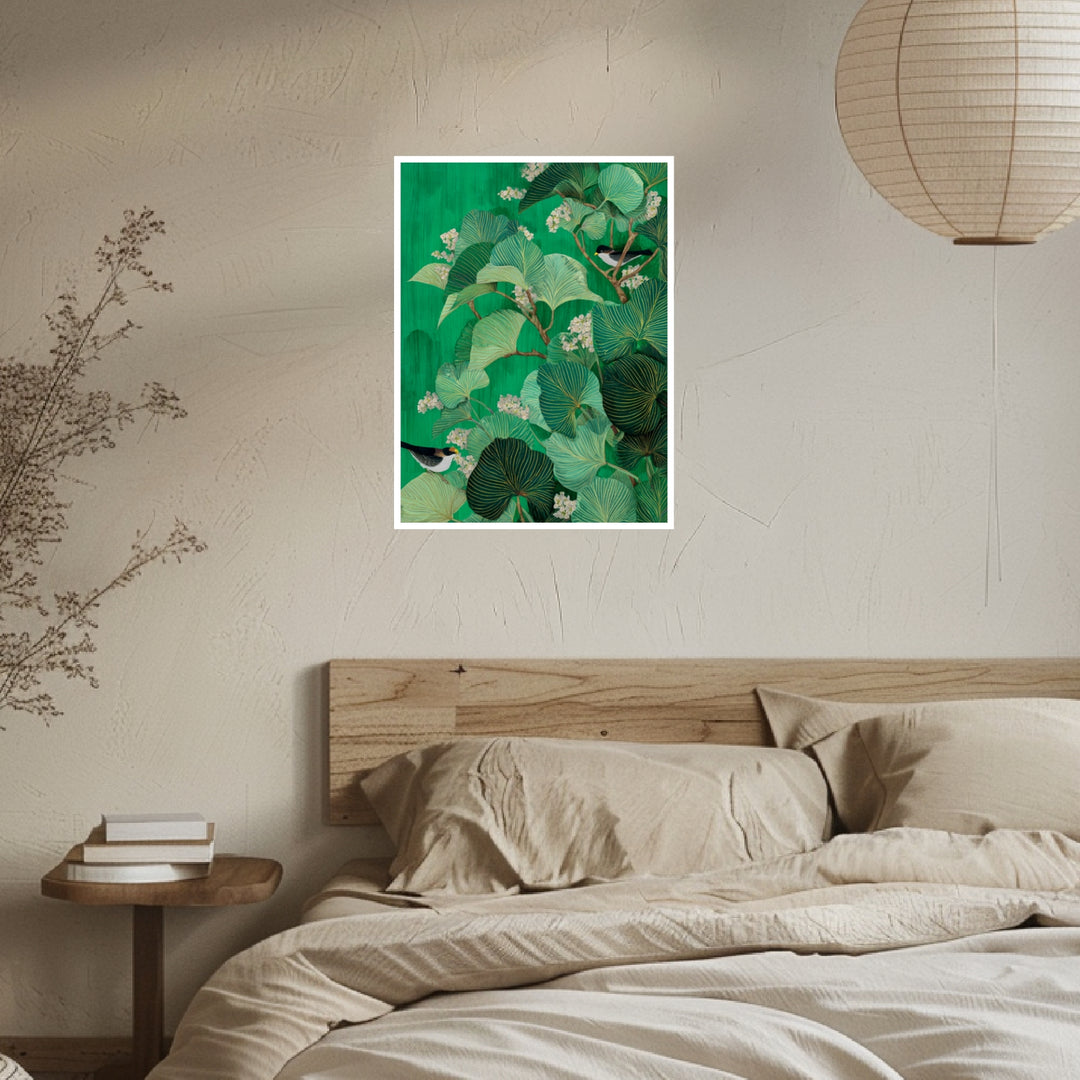 Vögel zwischen Blättern Poster Japandi – mattes Kunstdruck-Papier – Ansicht 4