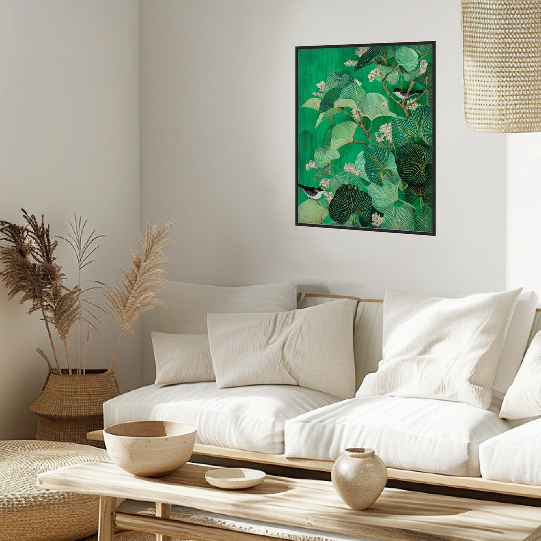 Vögel zwischen Blättern Poster Japandi – mattes Kunstdruck-Papier – Ansicht 3