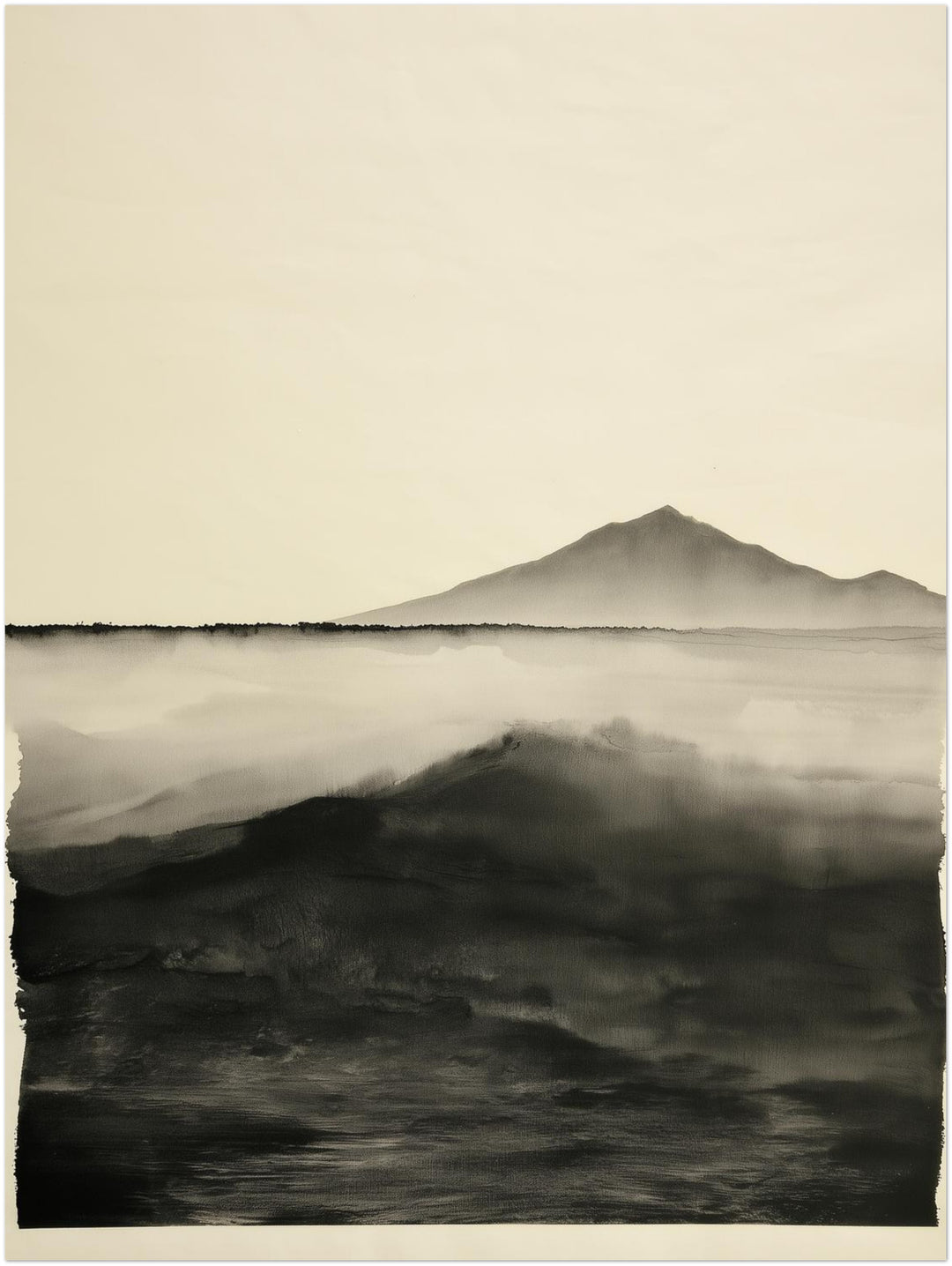 Welle vor stiller Bergsilhouette Poster – Ohne Rahmen – Produktfoto