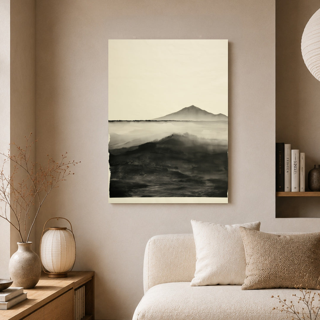 Welle vor stiller Bergsilhouette Poster – Ohne Rahmen – Produktfoto