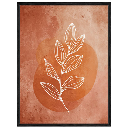 Weißer Blattzweig auf Terrakotta Leinwandbild
